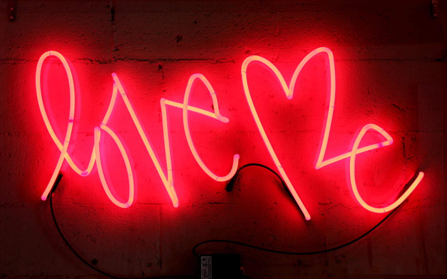 MEDIUM RED LOVE ME NEON - Mounted on Wall 25" x 12"