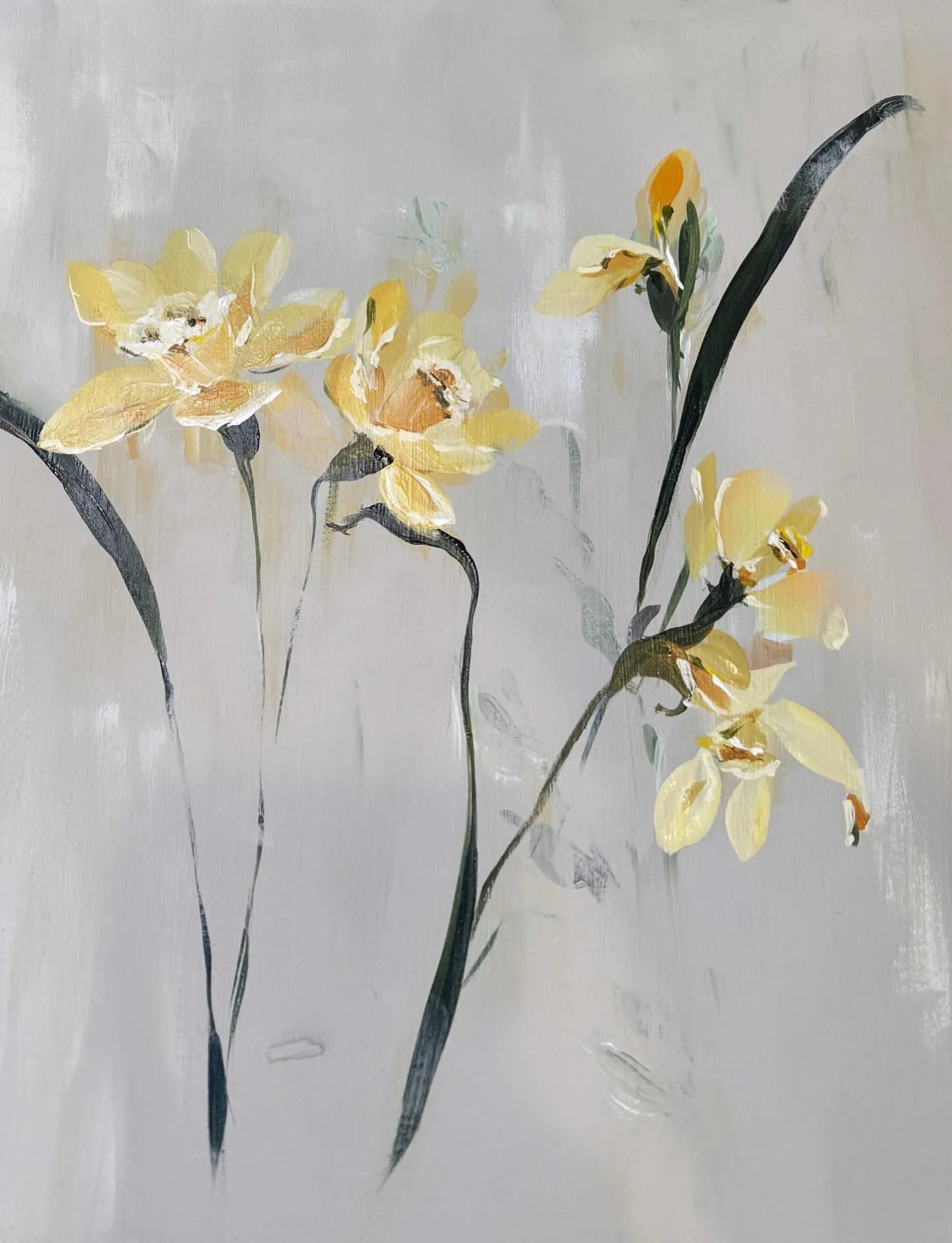 It&rsquo;s another rainy day here in the Bay Area and even though we homeschool I decided this week we&rsquo;d take a proper winter break. It&rsquo;s meant lots of time for me to regroup and make some art for myself. These sweet daffodils swaying in 