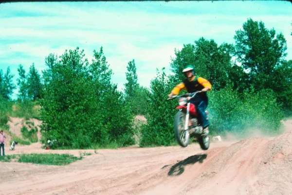 Sarah's Dad jumping a CZ in the local sandpits of Lockport, NY