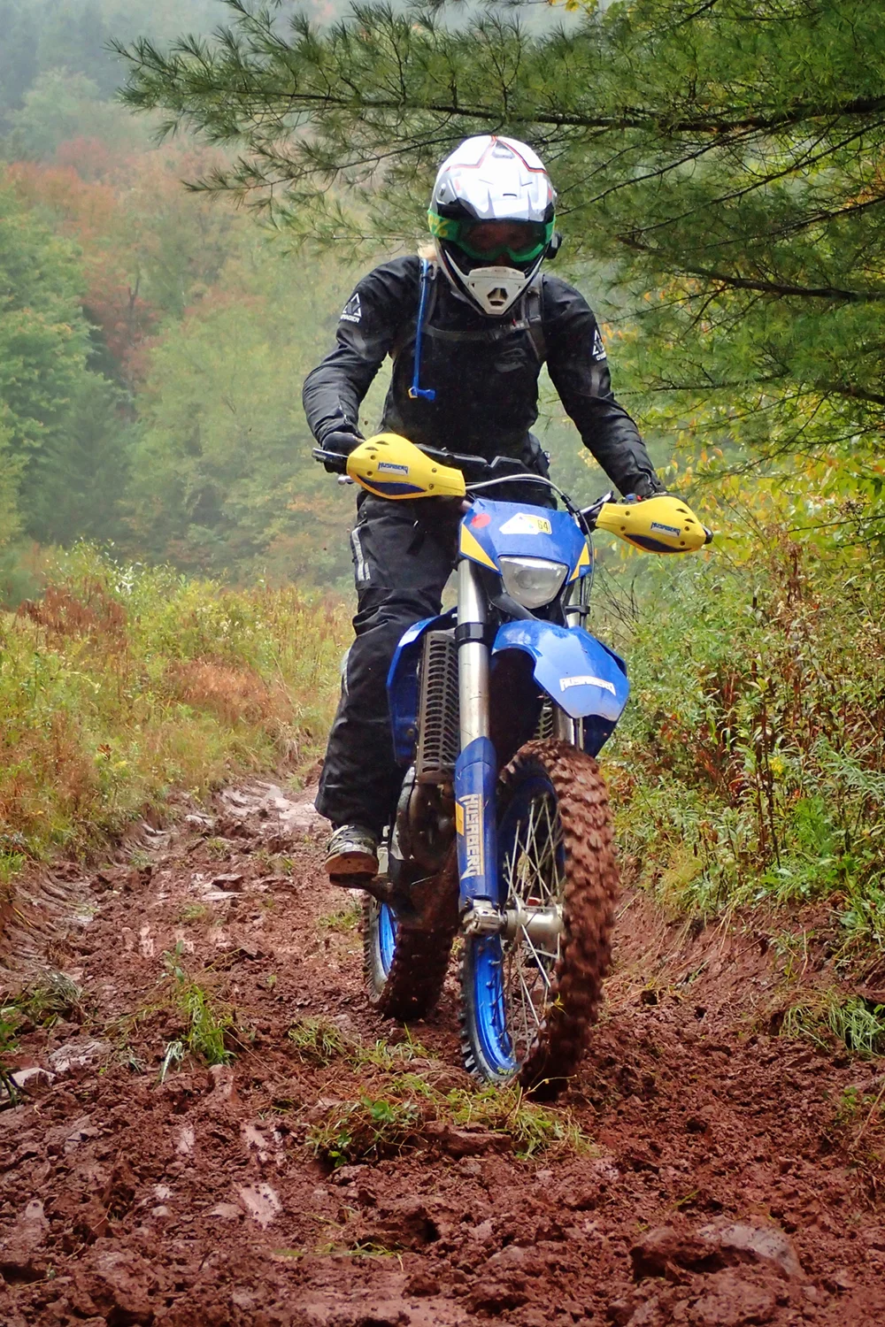 Enjoying the mud and rain in Hunter, New York.