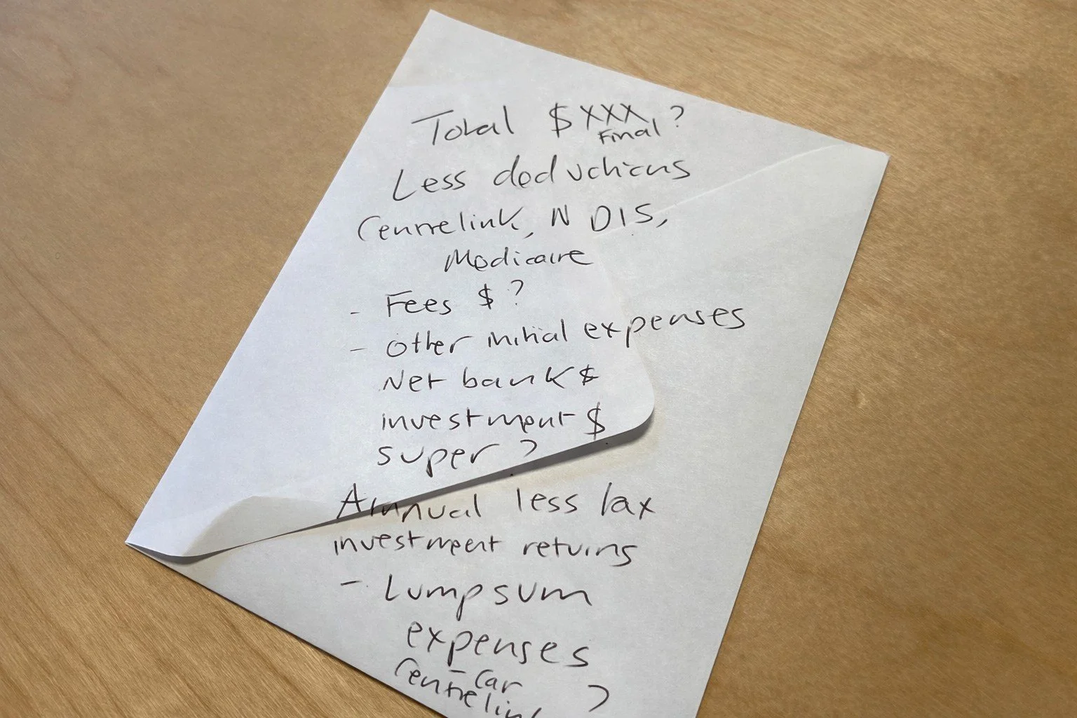Financial projections pre-settlement