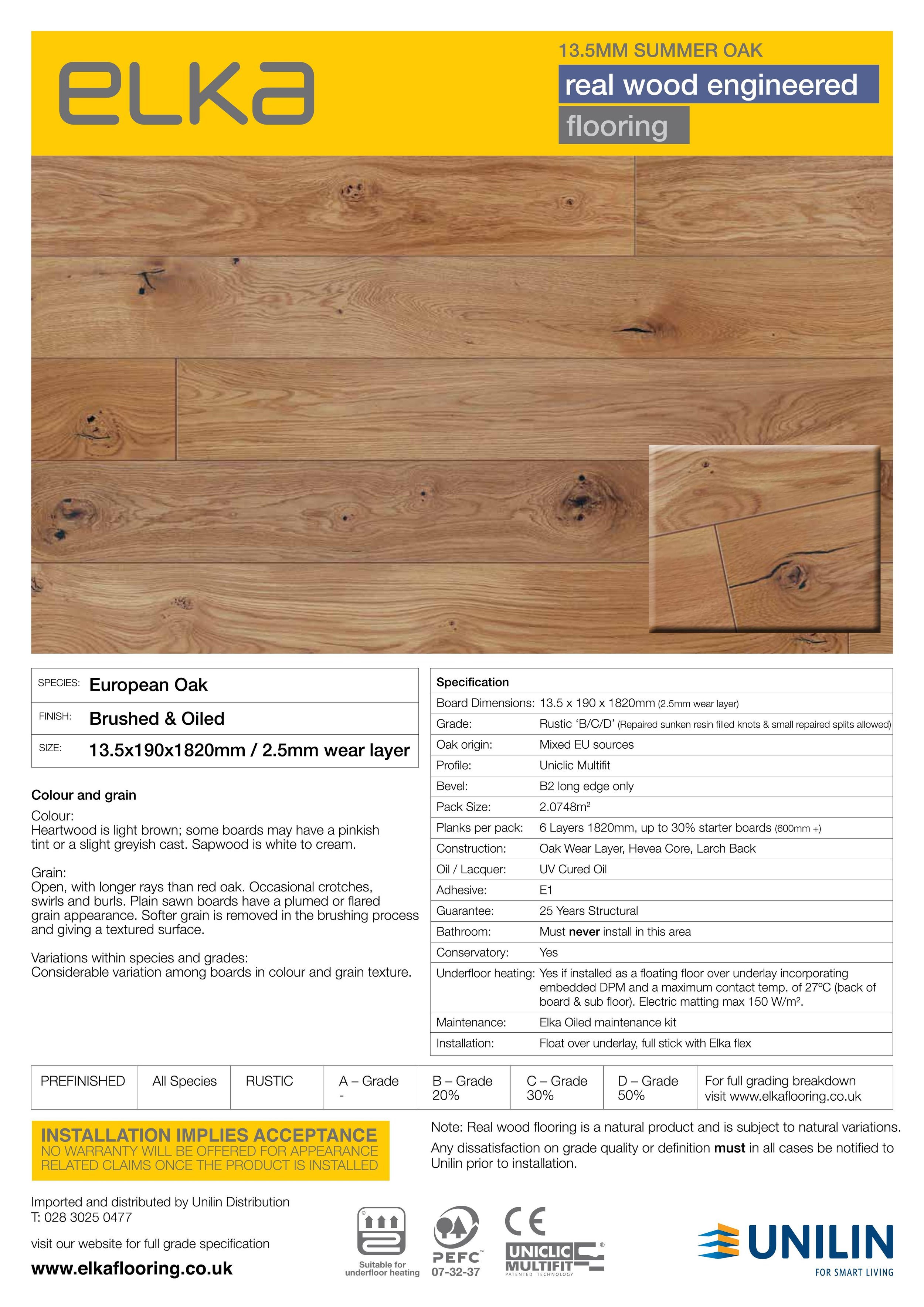 ELKA SUMMER OAK 13,5mm engineered flooring/ summer-oak