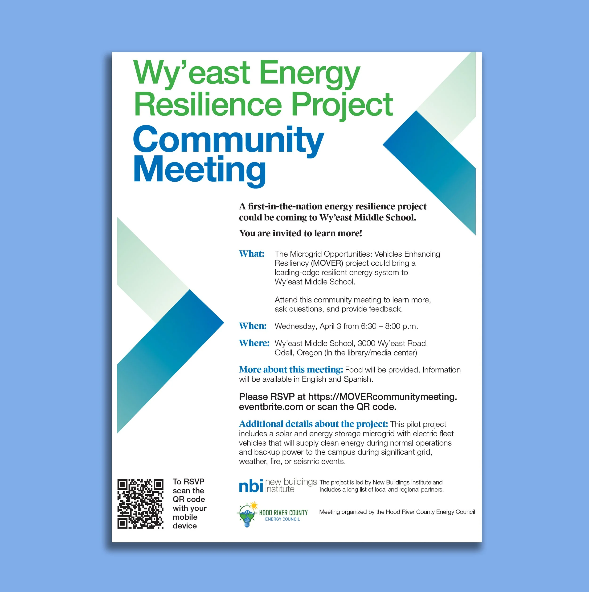  Community flyer to attract attendees to discuss potential resilient energy system 