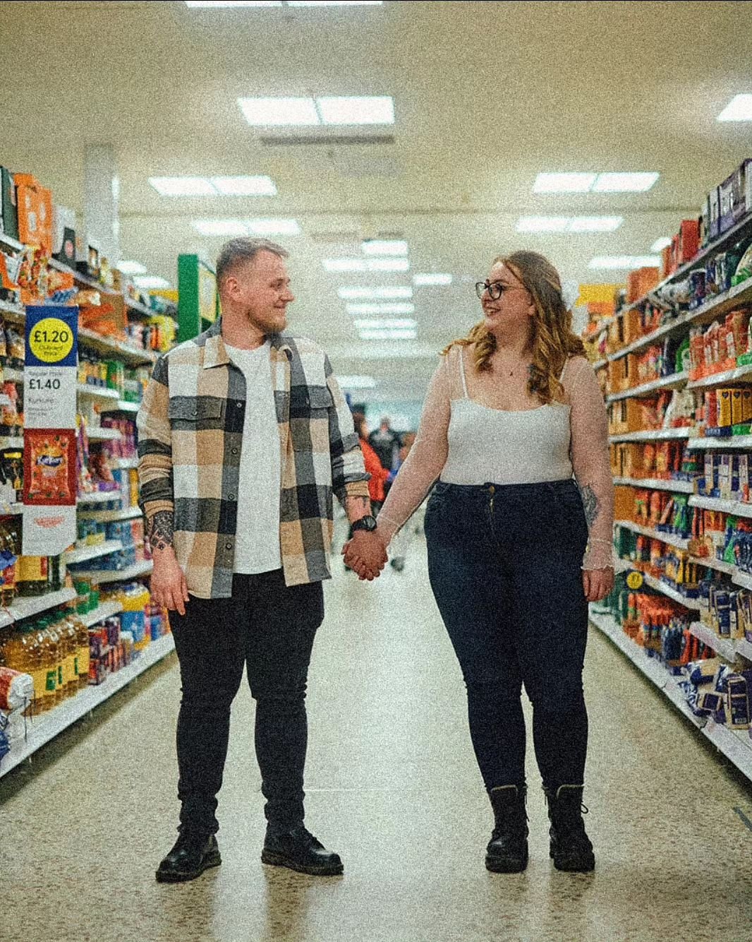 When one of our couples first met each other at a tescos down the pasta aisle and fell Tortellini in love with each other! So Alex and Steph (more Steph than Alex) wanted to do a mini shoot in tescos! 😍