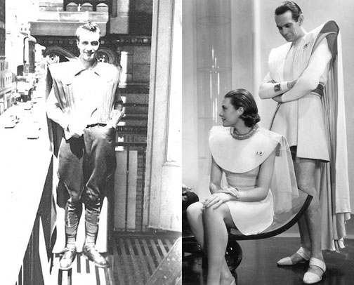 Forrest J. Ackerman in his futuristicostume (r) based on the 1936 sci-fi film, Things to Come . Images courtesy: Yahoo! and DVD Talk