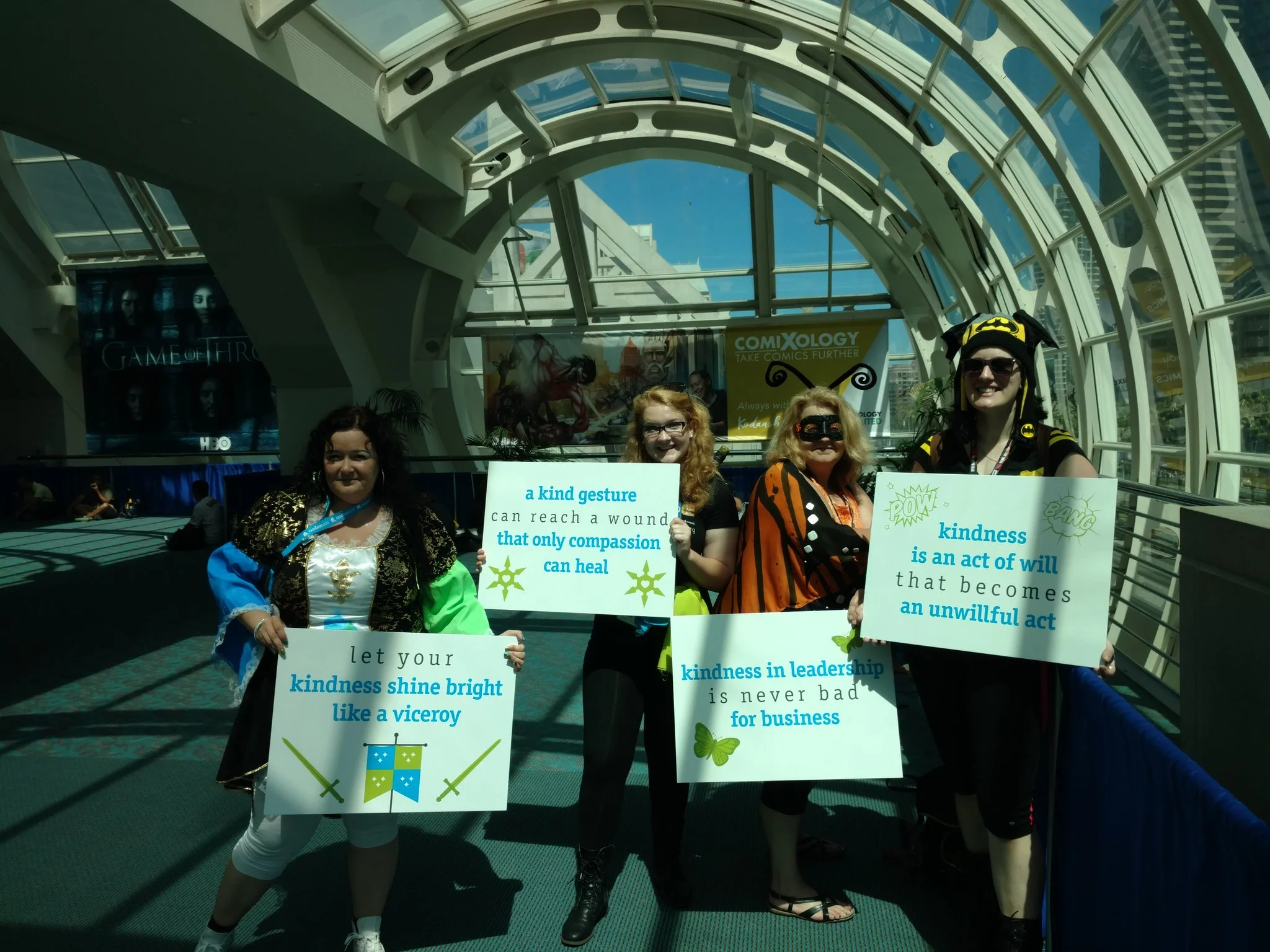 Getting ready to face the protesters in front of Comic-Con.