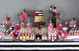Want more than just candy? Our combo table is the most popular selection which includes a beautiful selection of delicious single serve desserts that will make your guests giggle with glee plus the fun of a candy buffet all in one!