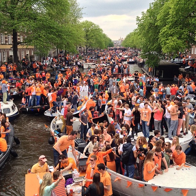 a.ka. King’s Day,’ people fills the canals & streets dressed in orange to celebrate. Seriously, the city goes nuts. Get ready to party.