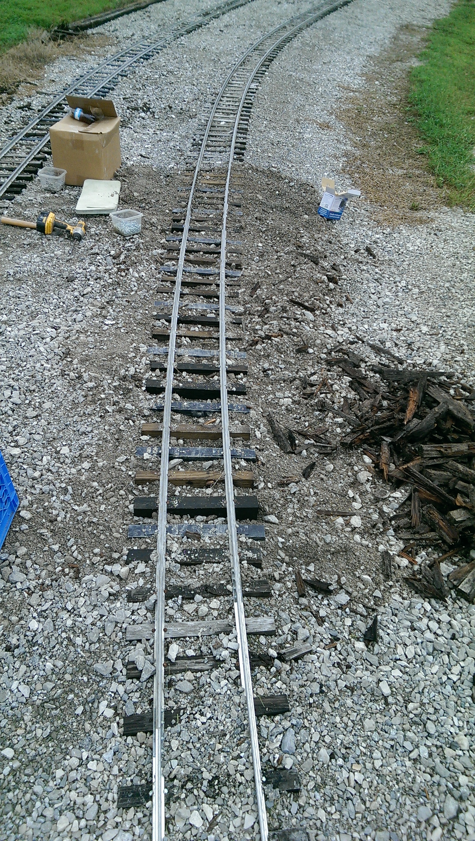 Upper Loop track (From Triple Bridge going toward High Bridge) getting some new plastic and wood ties. Photo Taken after project completed before new ballast is put down.