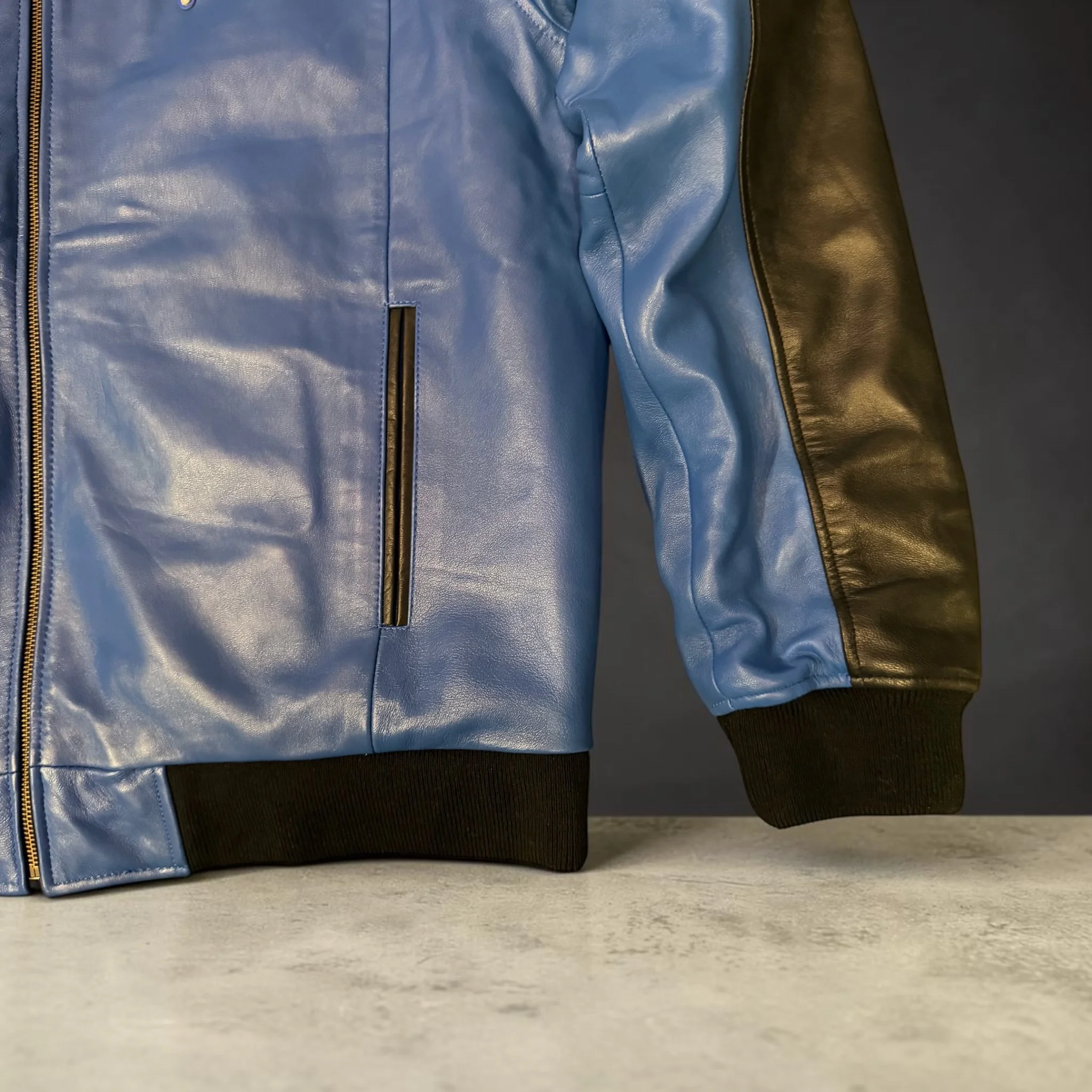 Baker Leather bomber royal:blk .JPG