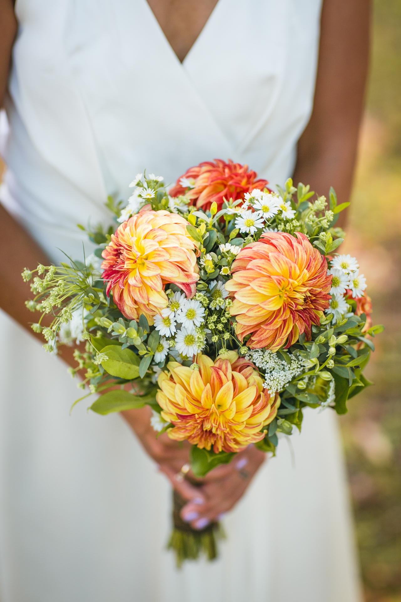  The bride holding her special arrangement floral bouquet 