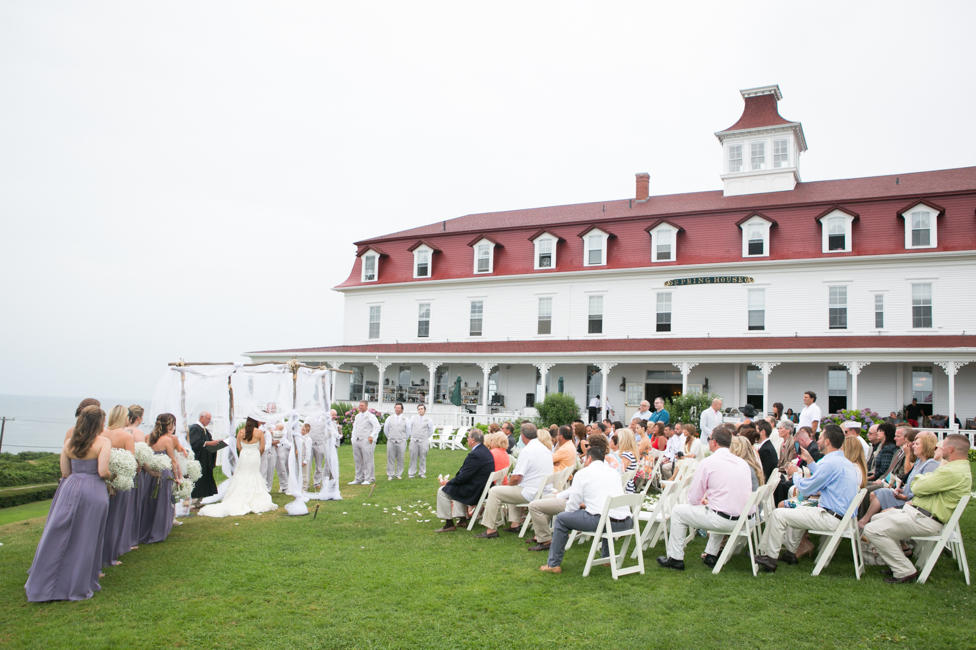  A wedding ceremony near the ocean in New York, showcasing the venue 