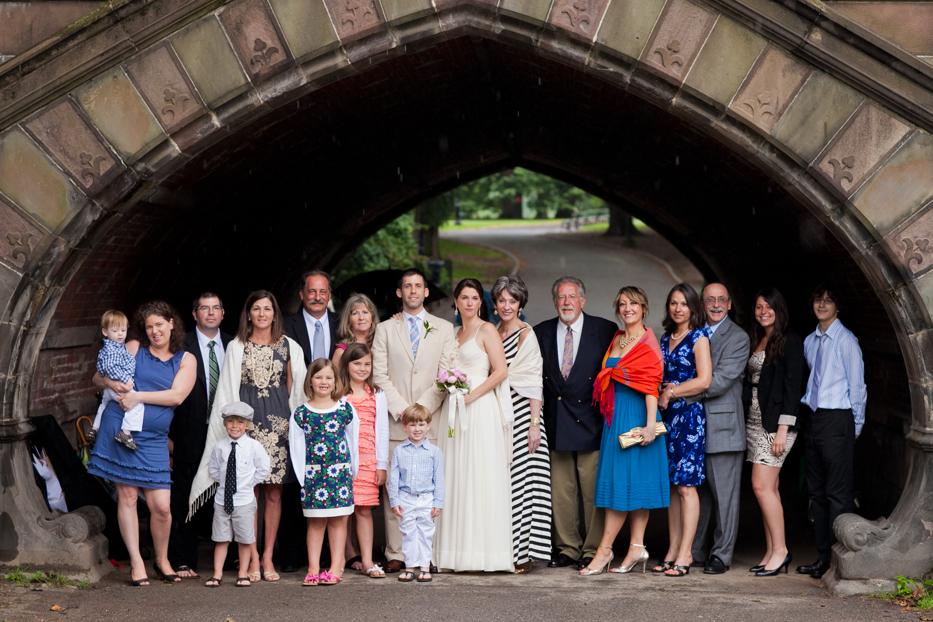  The bride and groom's families in Central Park, NYC 