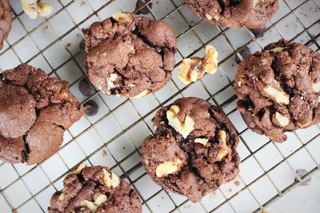Perfectly soft and chewy with rich chocolate and a slightly salty walnut
