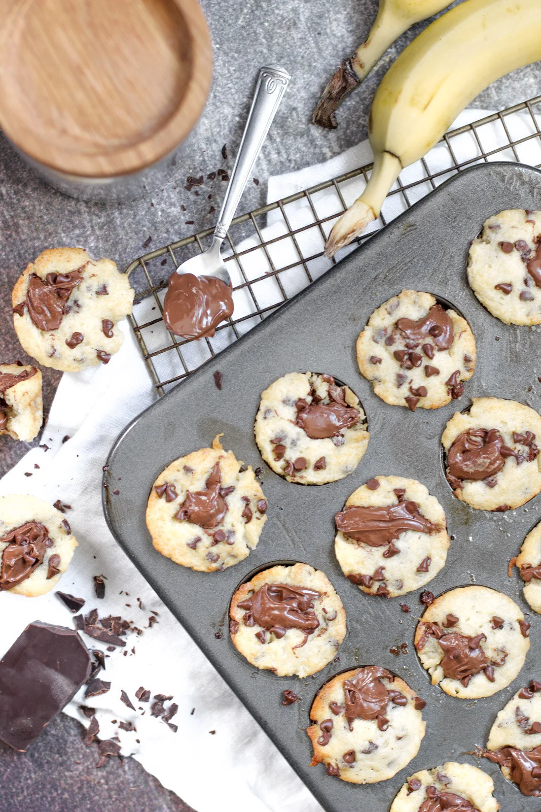 Mini Banana Bread Nutella Muffins