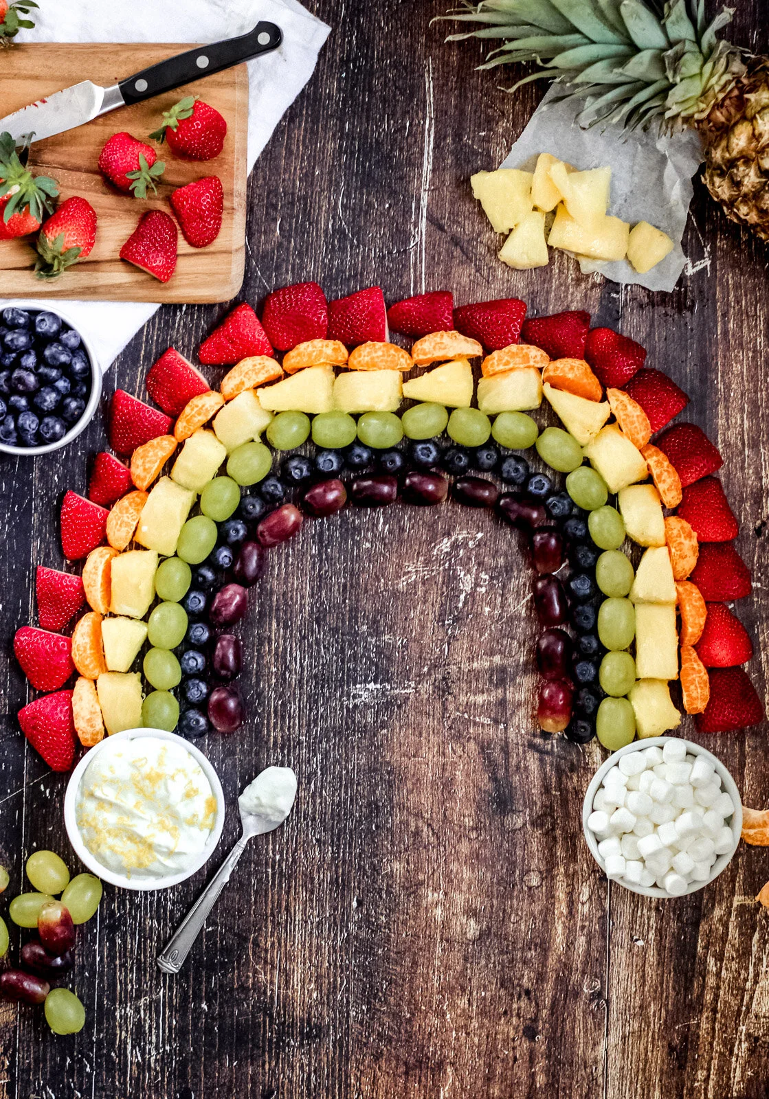 Fruit Rainbow with Lemon Cream Fruit Dip