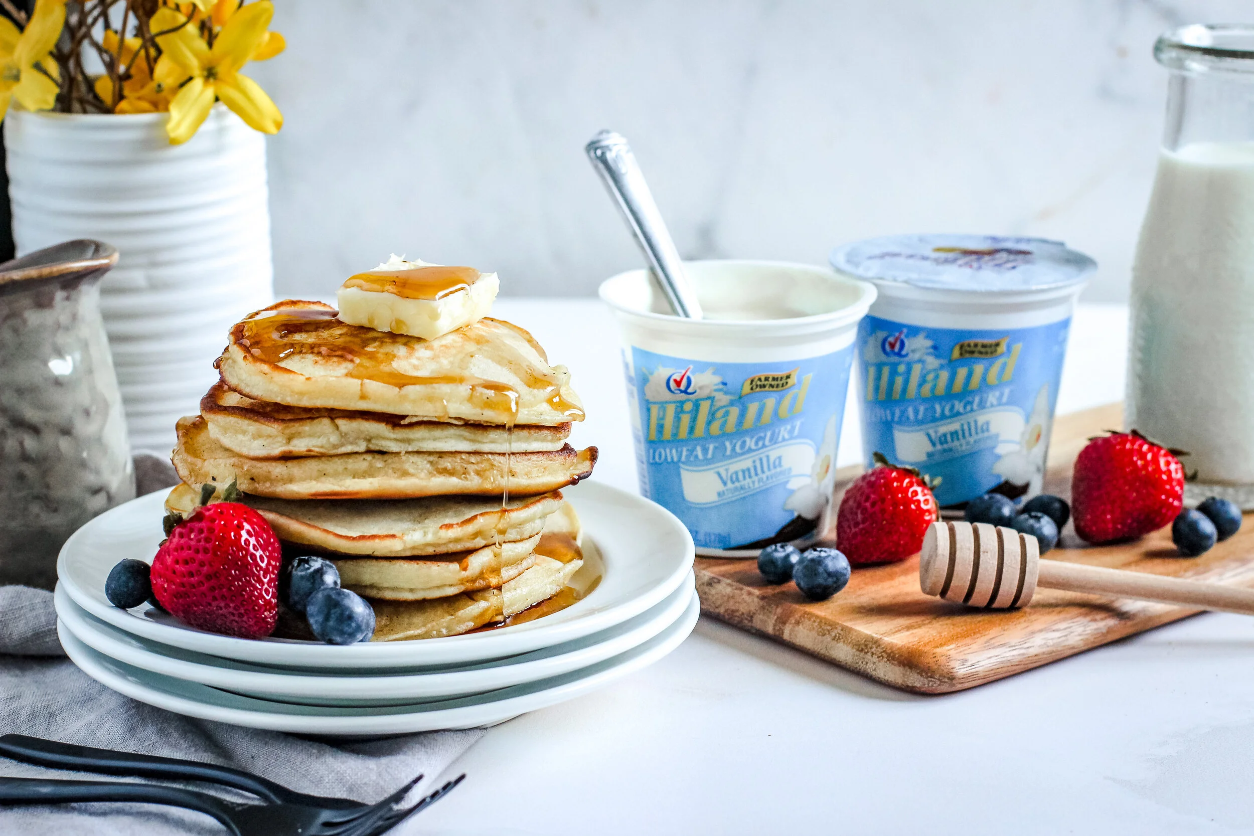 Vanilla Yogurt Honey Pancakes