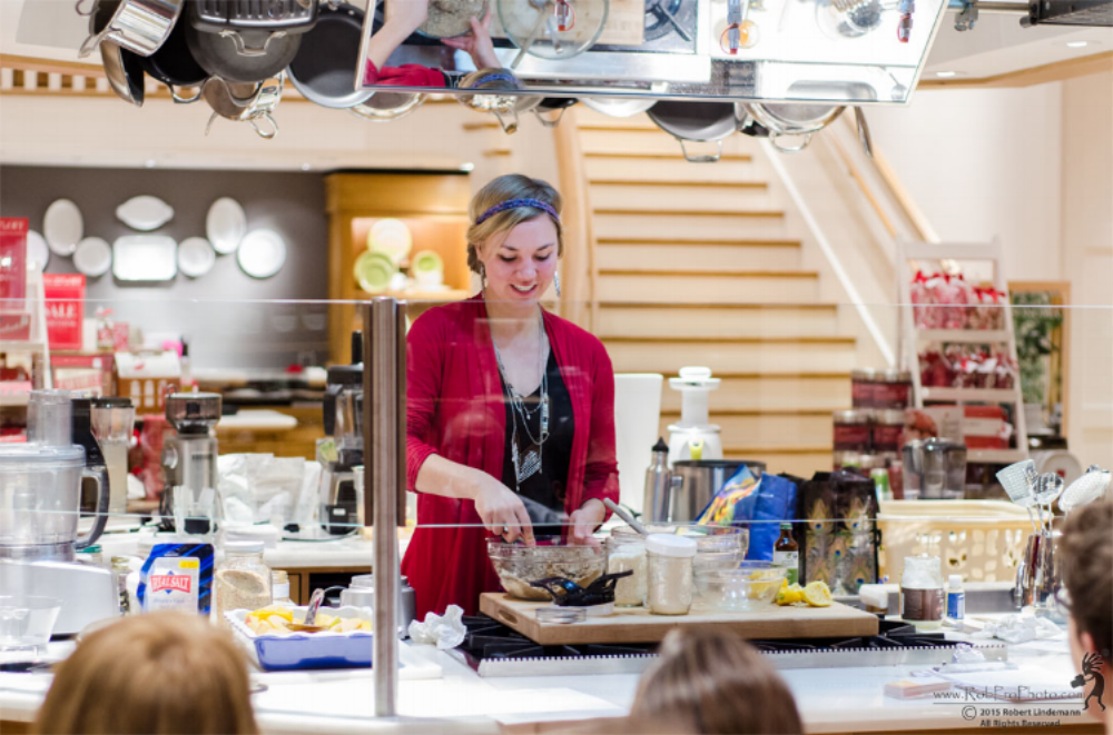 Photo: Iris instructing a workshop at Williams Sonoma, Portland OR