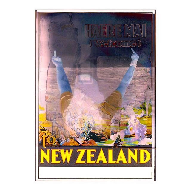Welcome to New Zealand . 2017. Digital Collage➖➖➖➖➖ work created as part of my response to Wāhine: Beyond the Dusky Maiden exhibition , currently on at Nat Library . I made a zine (my first one ever) with visuals and poetry , and gave them outlast ni