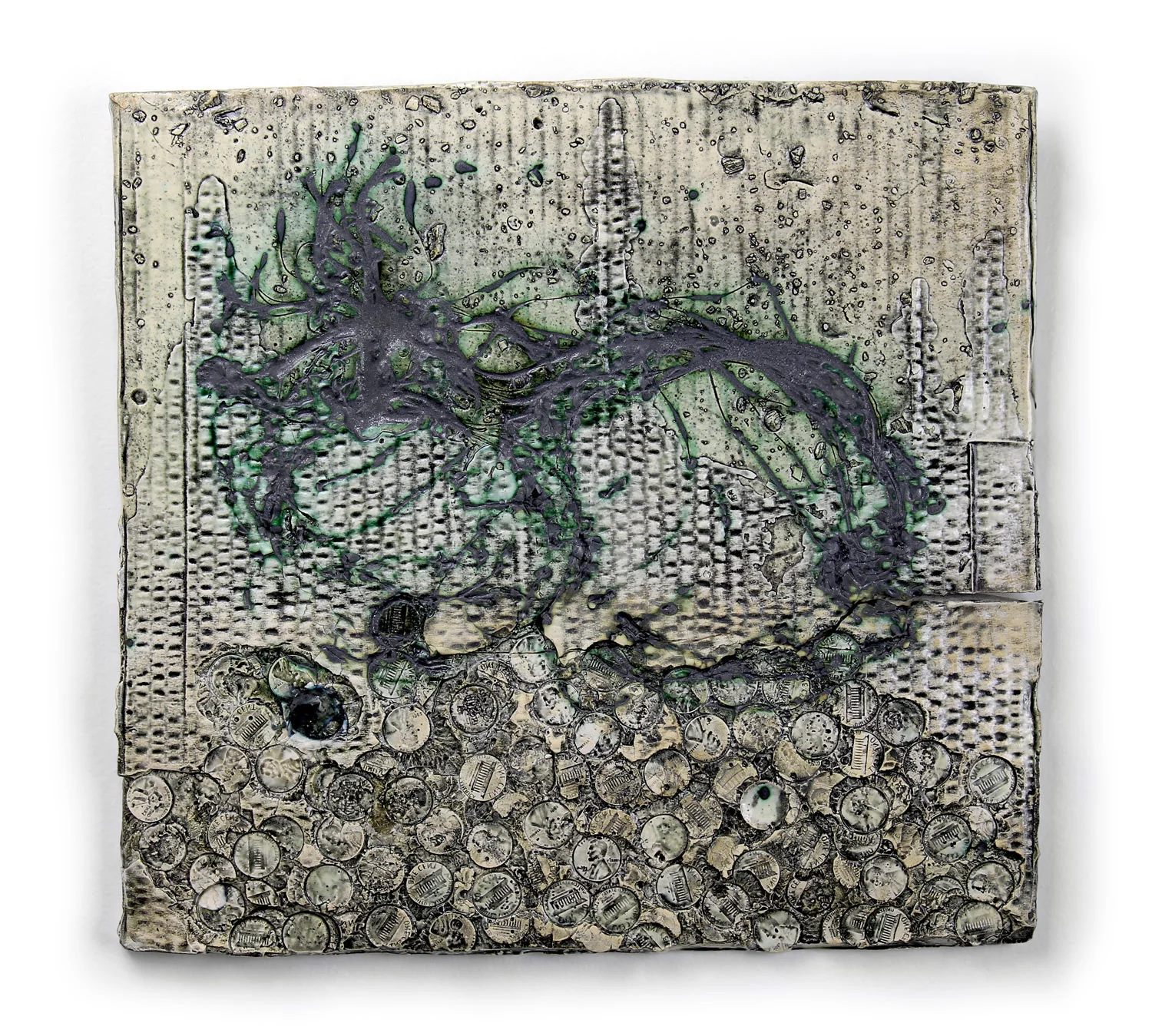 Jonathan Mess, Waterstruck Slab No.20 , Reclaimed ceramic materials, 12.5” x 13.25” x 1”