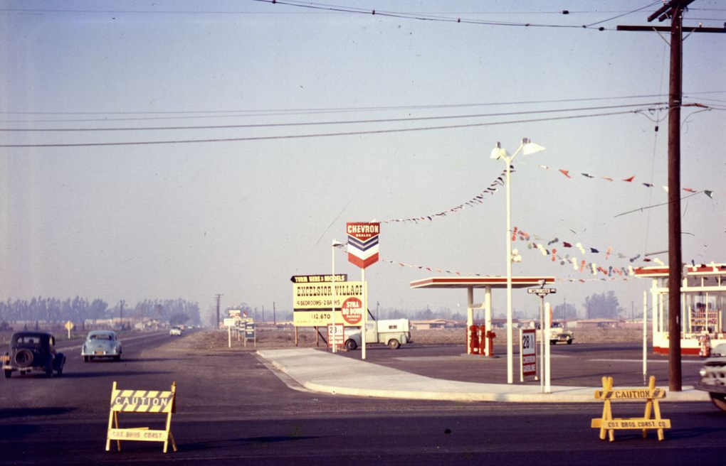 Westminster Ave. at Brookhurst St., Garden Grove, Jan. 1957 (Source: Orange County Archives)