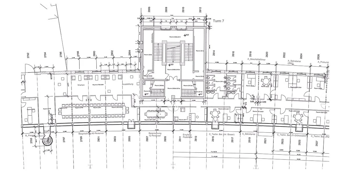 Ausschnitt Grundriss Büroebene