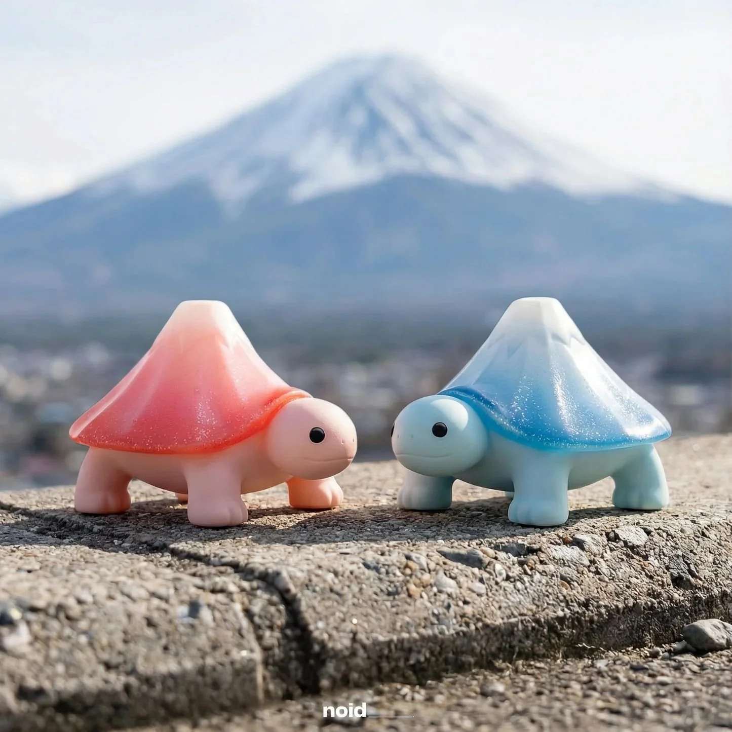 Noid Design Raku Tortoise Blue and Pink