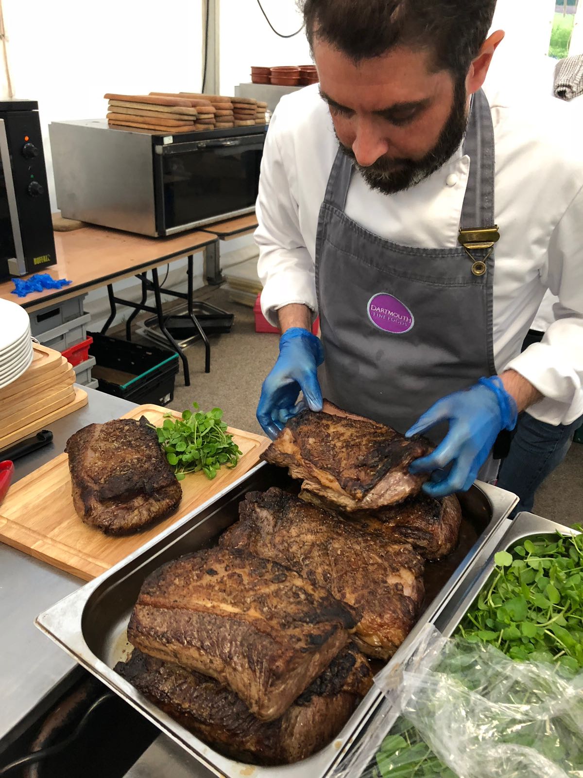 Local Sirloin of beef being prepared.