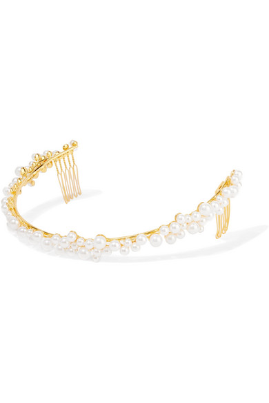 LELET NY   Gold-plated Swarovski pearl headband