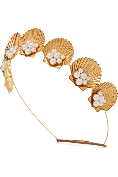 JENNIFER BEHR   Sirena gold-tone Swarovski pearl headband