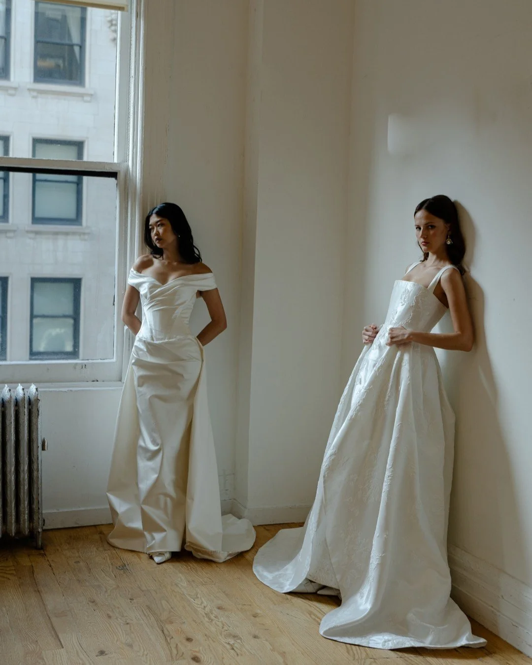 We’re still in awe. 
NYBFW showroom, beautifully captured by @alexmari_
Sophie & Tanya wearing the Minha Dress & Overskirt and the Ophelia.