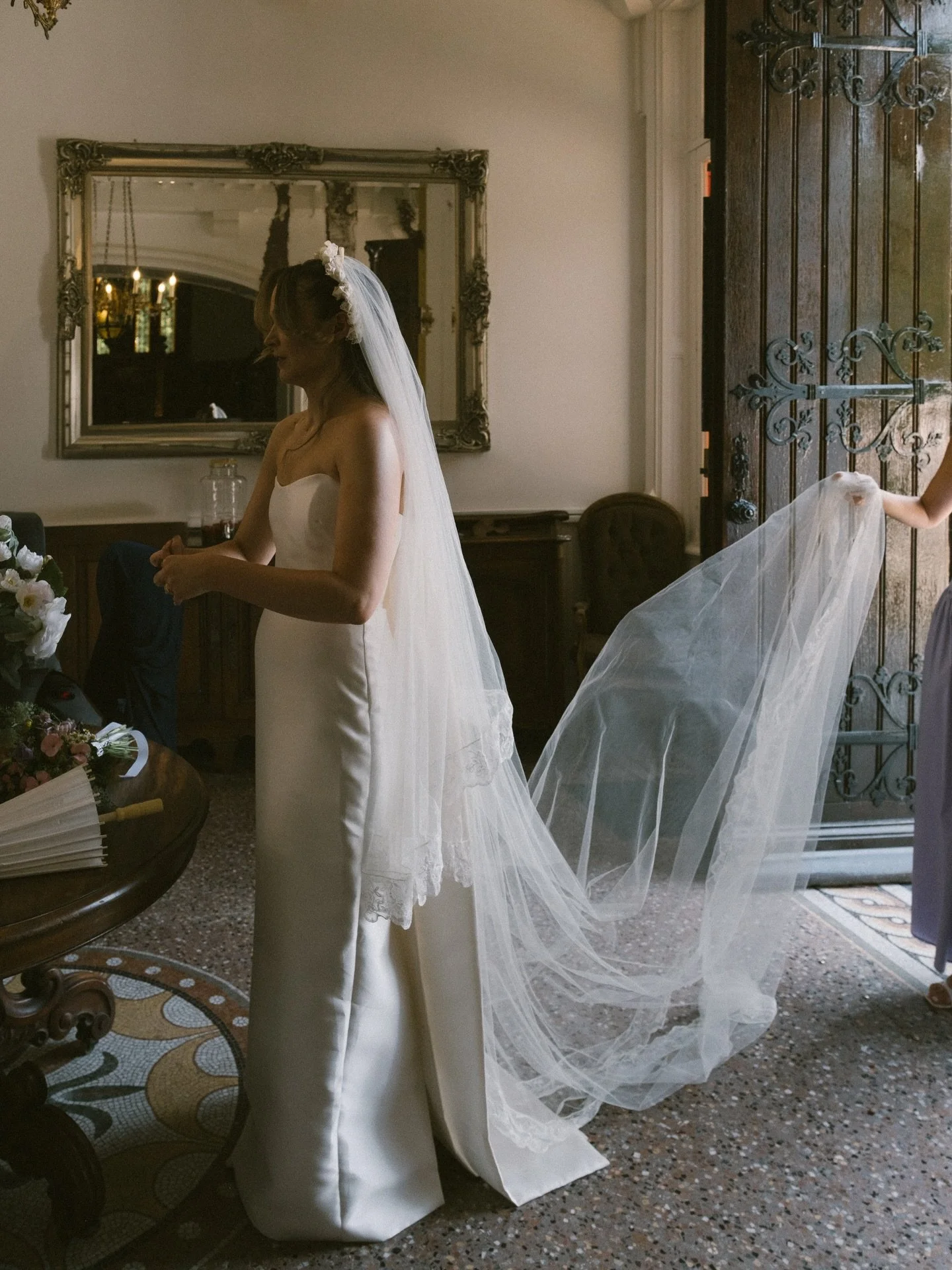 REAL BRIDE | J &amp; J 🤍 
Married in France &mdash; a day filled with love, colour and joy. Jasmine wears the Mariska Gown with Eliose tails. Captured beautifully by @mariemalandainphotography 

In awe of this day..