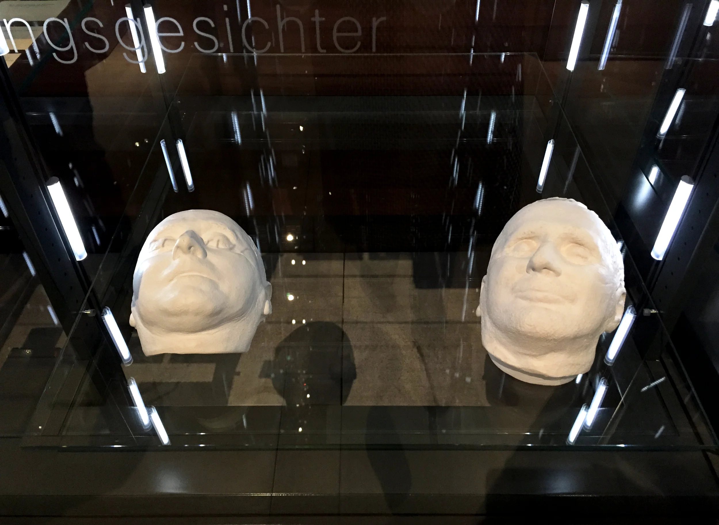 Memory Faces (aka Death Masks) of authors in the permanent exhibition Die Seele - The Soul.
