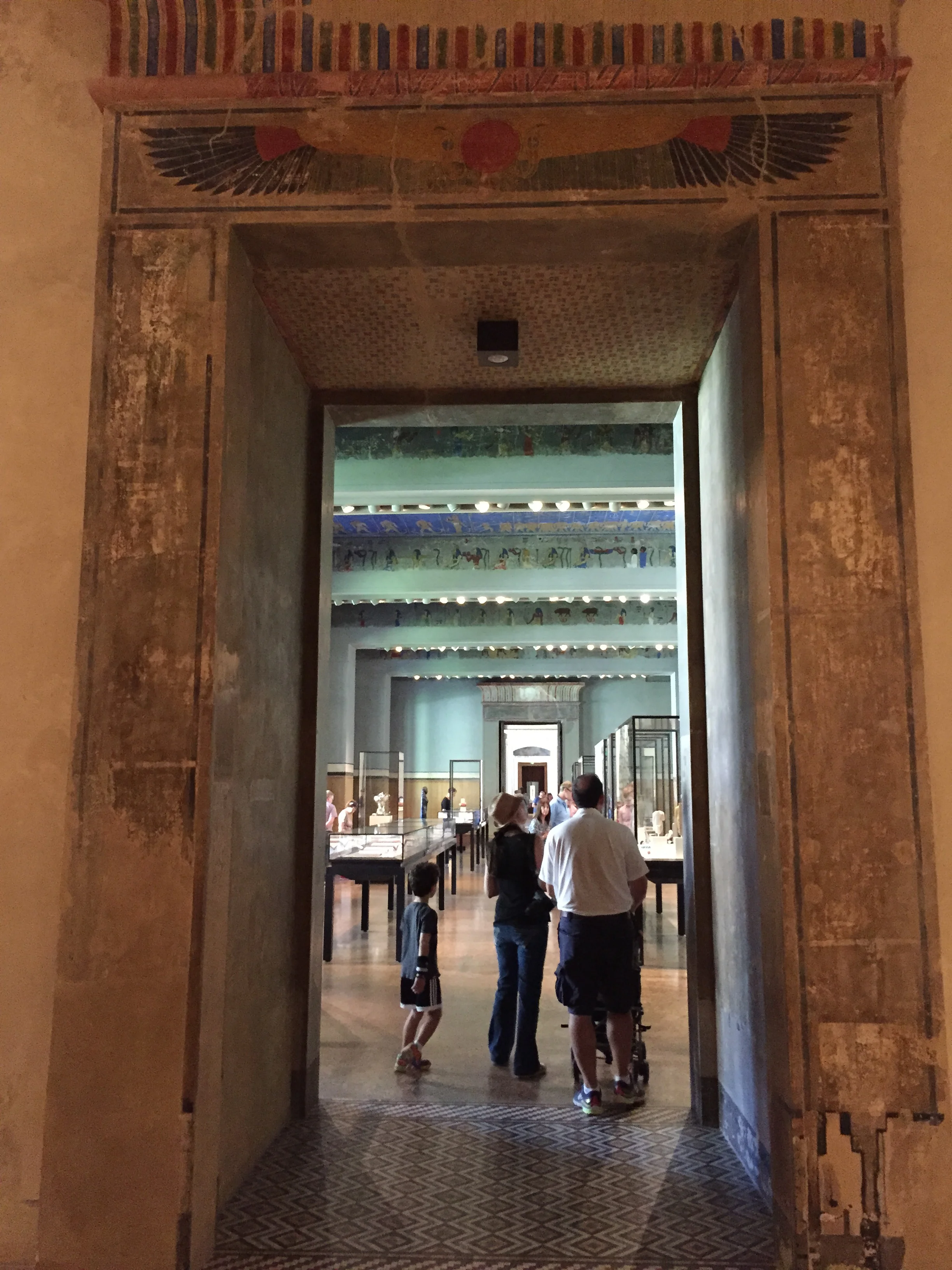 Didactic Eygptian iconography formed part of the museum's original painted schemes which are beautifully conserved as a framework for vitrines displaying gorgeous artefacts. 