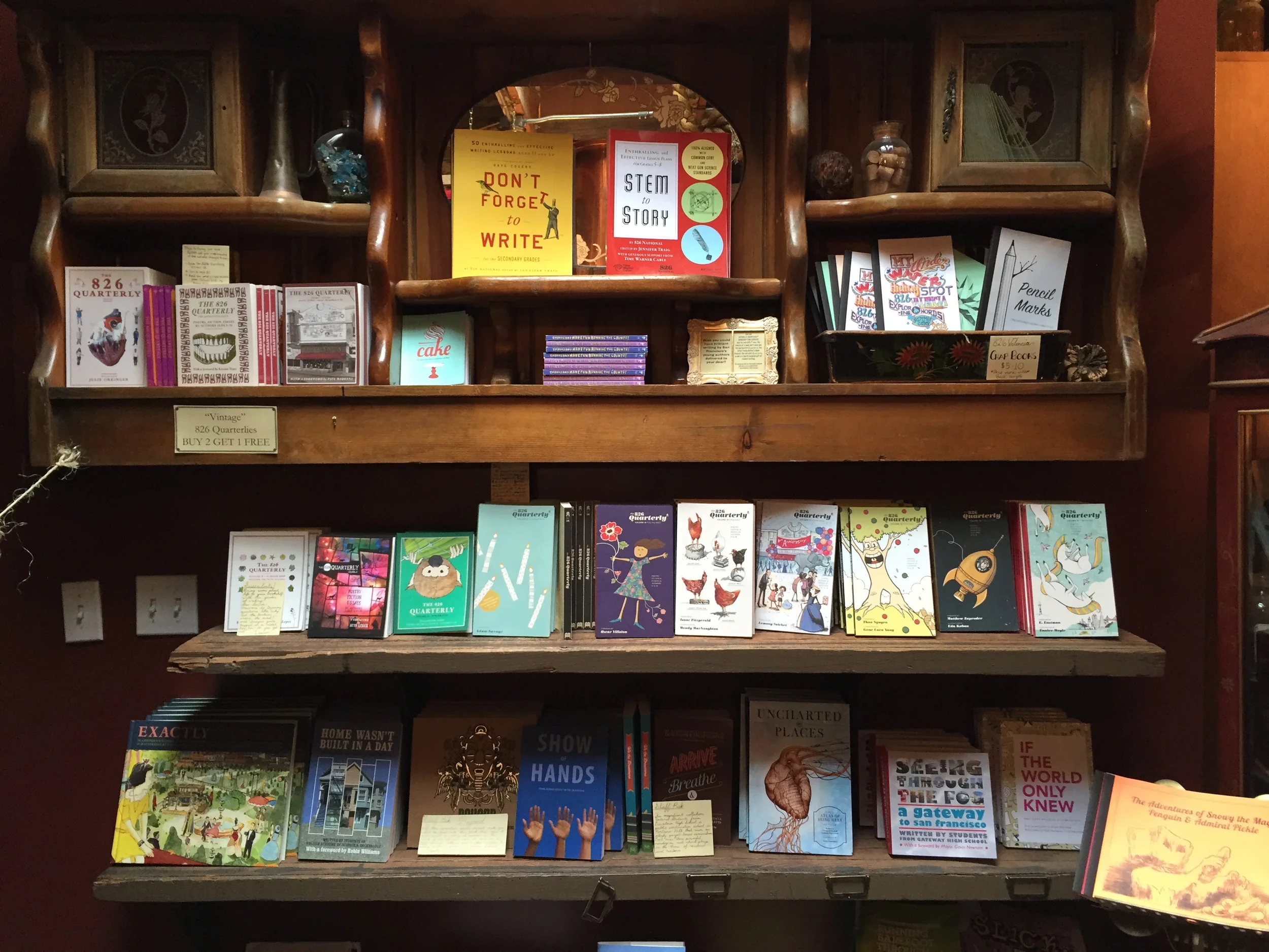 Publications of students' creative writing at 826 Valencia. Amy Tan, Isabelle Allende and many others have sponsored themed writing projects with great success.