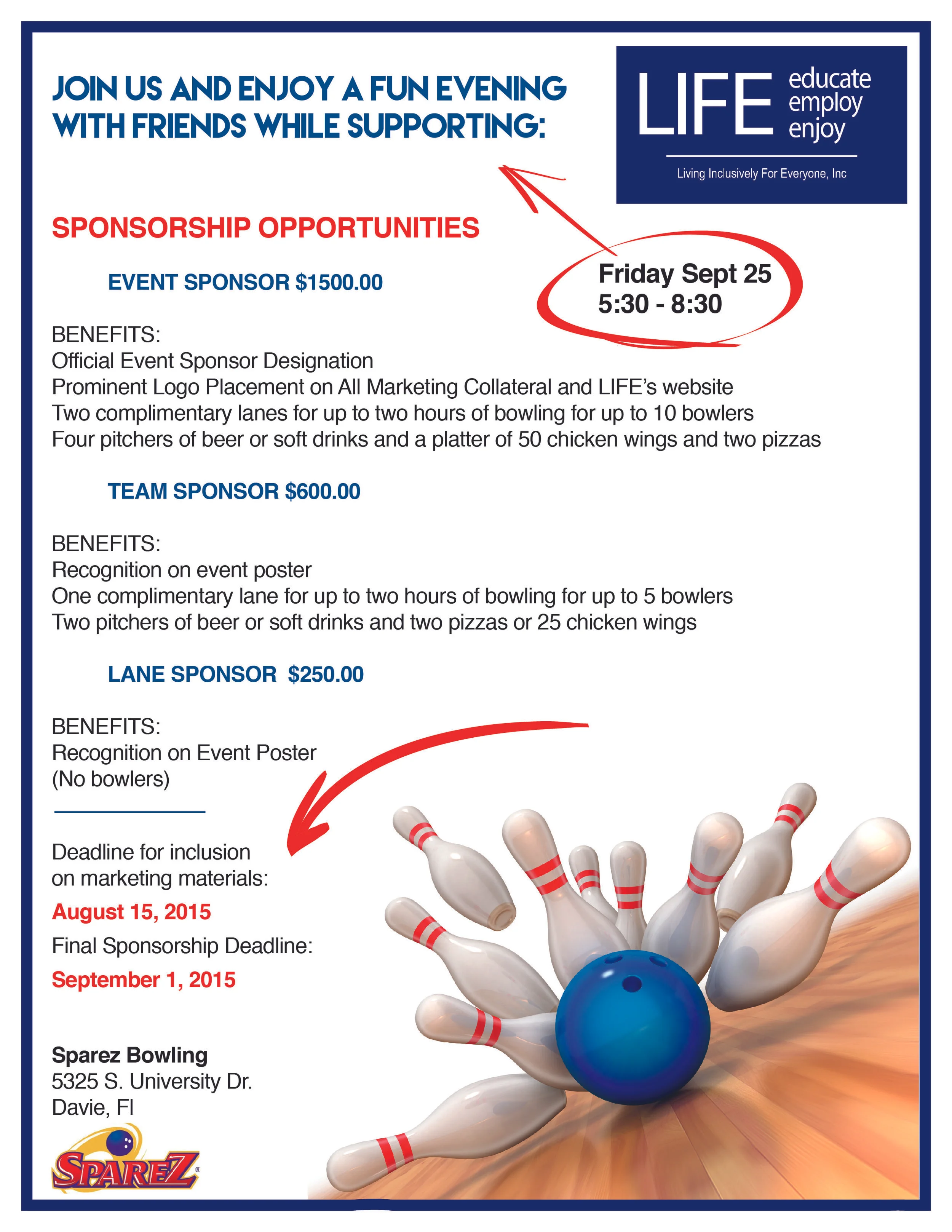 LIFE Bowl-a-thon Sponsorship