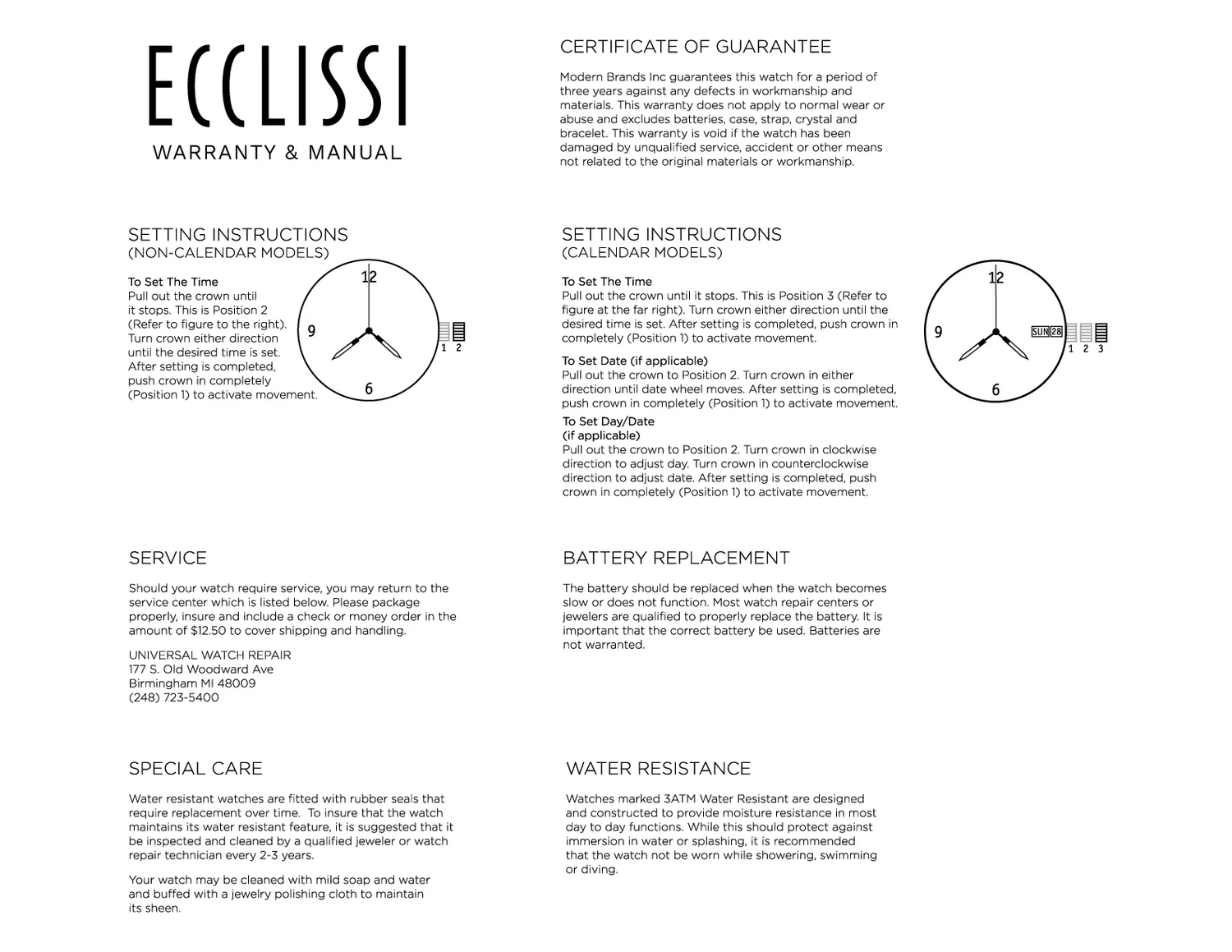 Warranty Manual Ecclissi warranty-manual-ecclissi