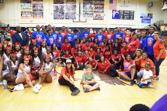 "Hundreds of First Coast residents came out in the rain to see a showdown between celebrities and high school all stars last Saturday night. The High School All Star team was comprised of players from Raines, Ribault, Jackson and Englewood, coached by former Mayor Alvin Brown, claimed the win 61-54. http://jacksonvillefreepress.com/city-leaders-join-forces-to-tackle-youth-homelessness/ Proceeds from the game benefit the Duval County Homeless Education Department which serves 2700 homeless students next school year. Since 2013, over $57,000 has been raised via live telethons, a 5K and two celebrity basketball games and awarded 14 scholarships to homeless students entering college thanks to the I’m A Star Foundation."