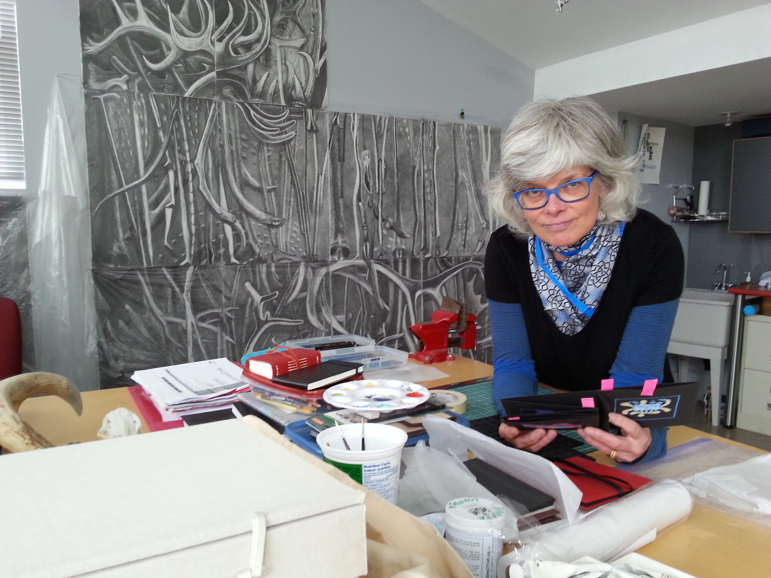 Barbara Lounder in her home studio, May, 2015