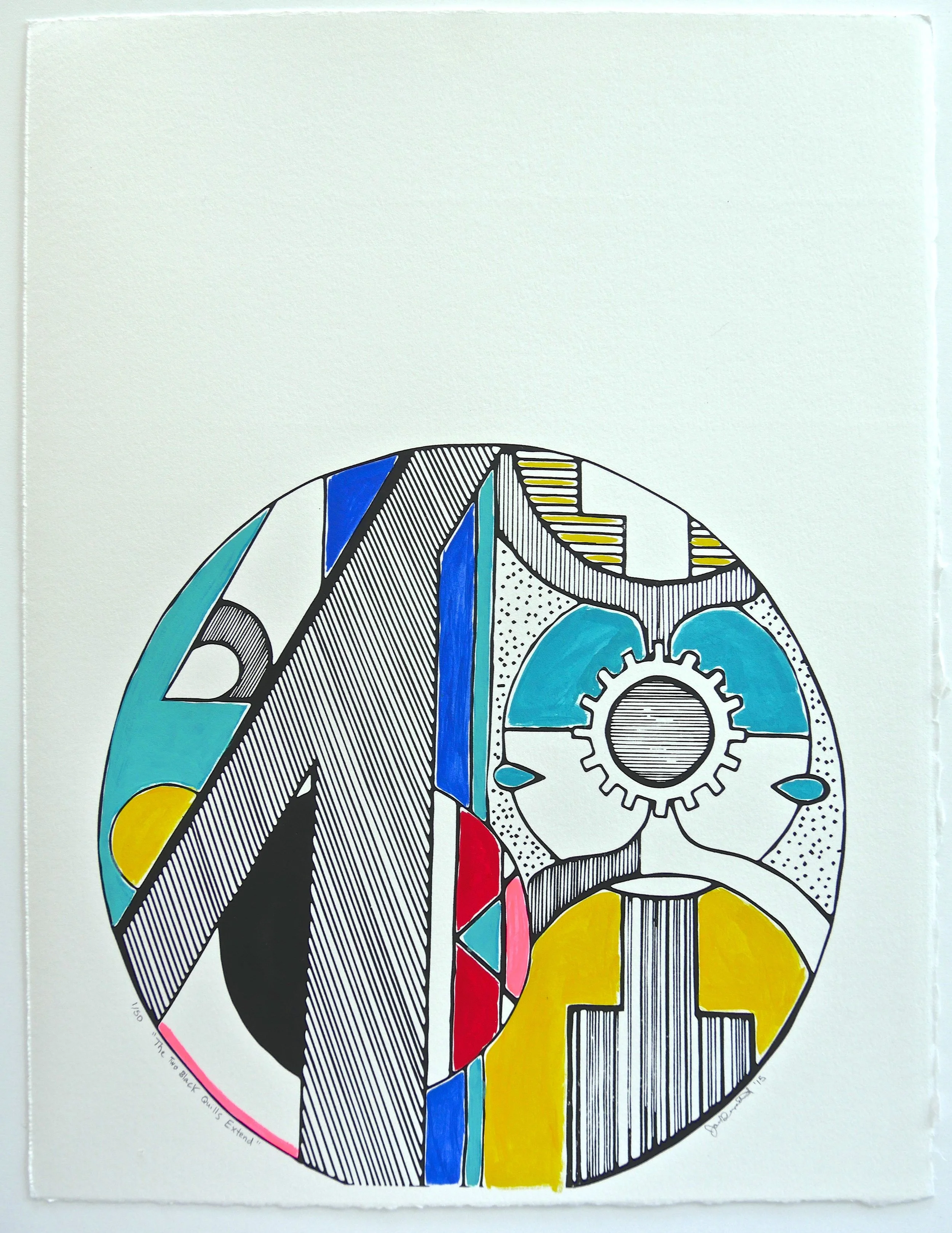 The Black Quills Extend- Silkscreen with Acrylic Hand Tinting, 2015, 3 of an edition of 50 for purchase, 11″x15″, 300.00 CAD each, one edition of 50 SOLD