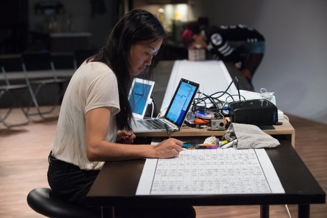 Photo credit Henry Chan, How I can—well enough (or showing my work), Performance documentation from 7a*11d International Festival of Performance Art, October 2016.