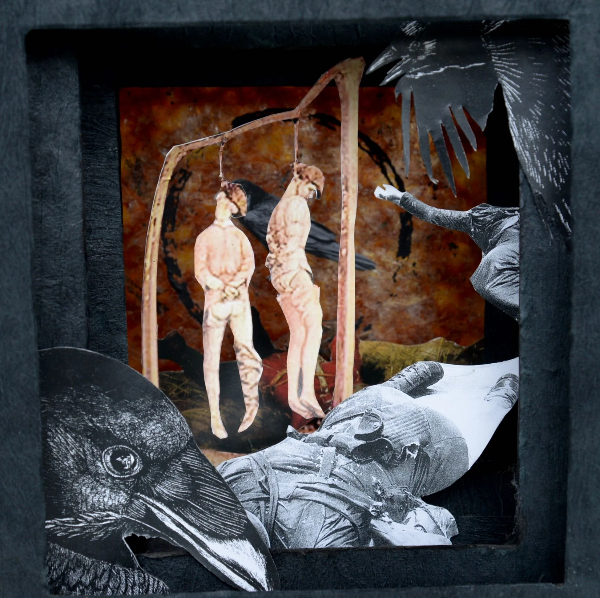 Detail, Carrion Crow, November 2013, Paper and matt board collage, 9” X 10” X 6.5”, 400 CAD