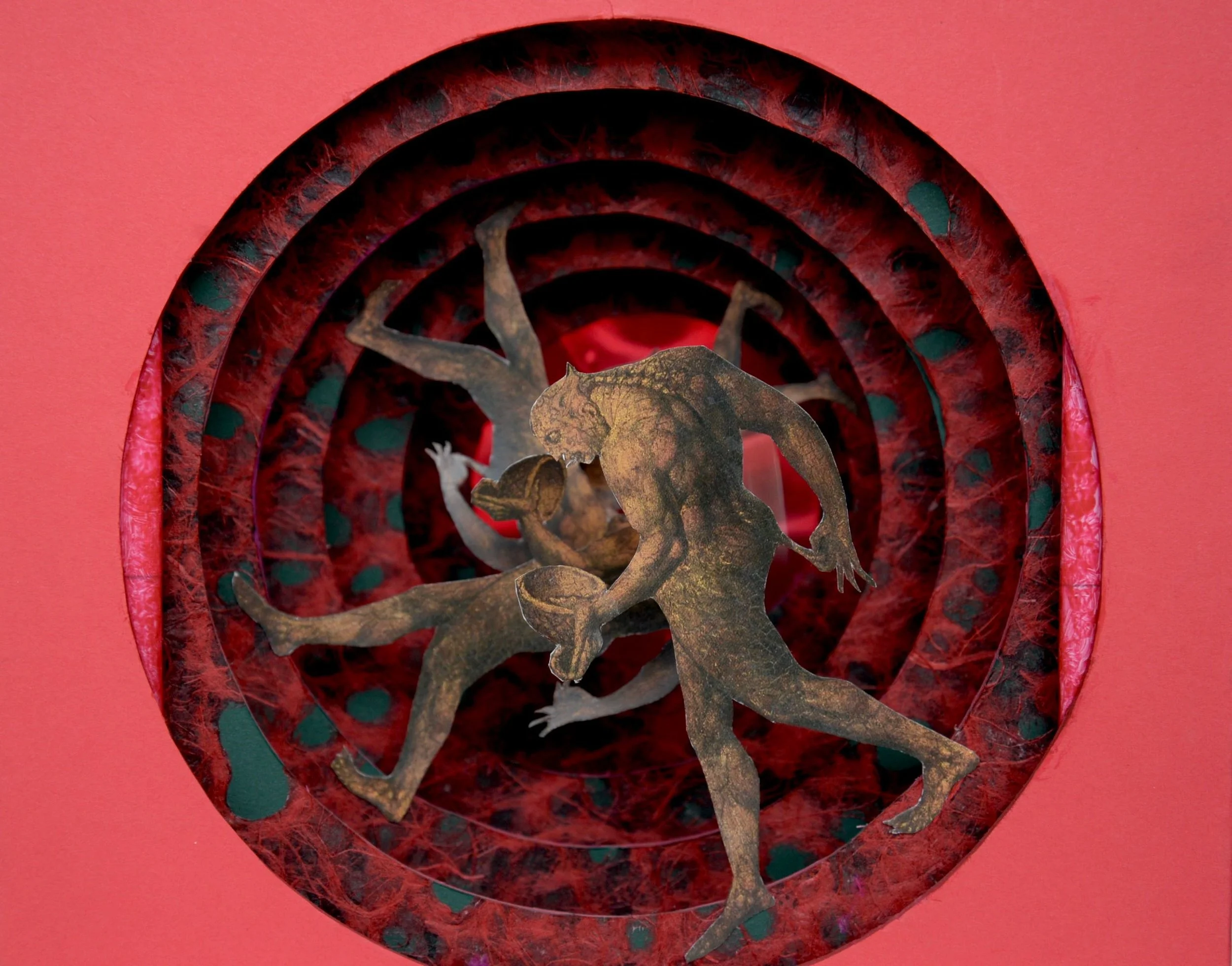 Detail, The Flea: Homage to William Blake, December 2010, Paper and matt board collage, 9” X 10” X 5”, 400 CAD