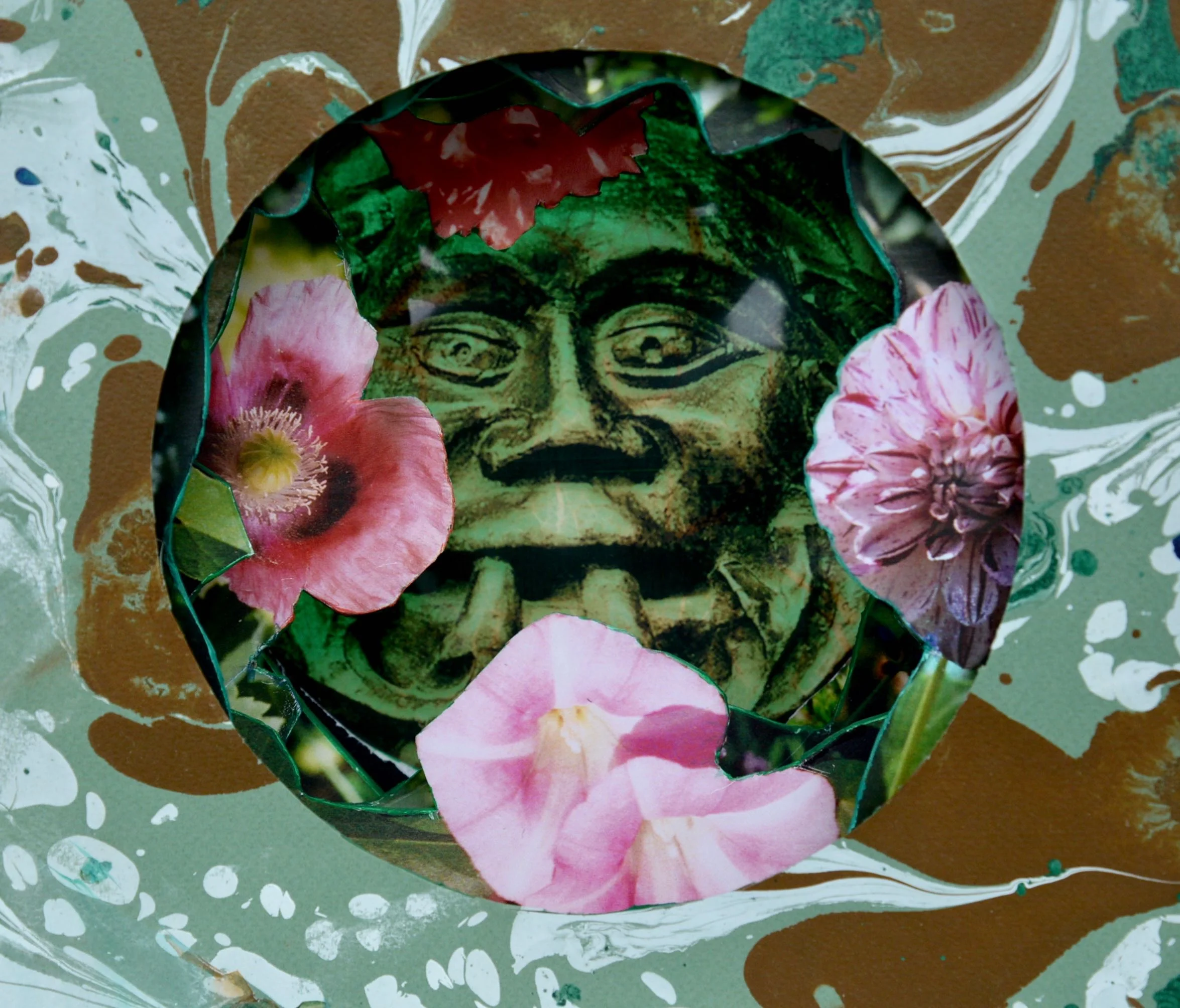 Detail, The Green Man, April 2013, Paper and matt board collage, 9” X 10” X 3.5”, 400 CAD