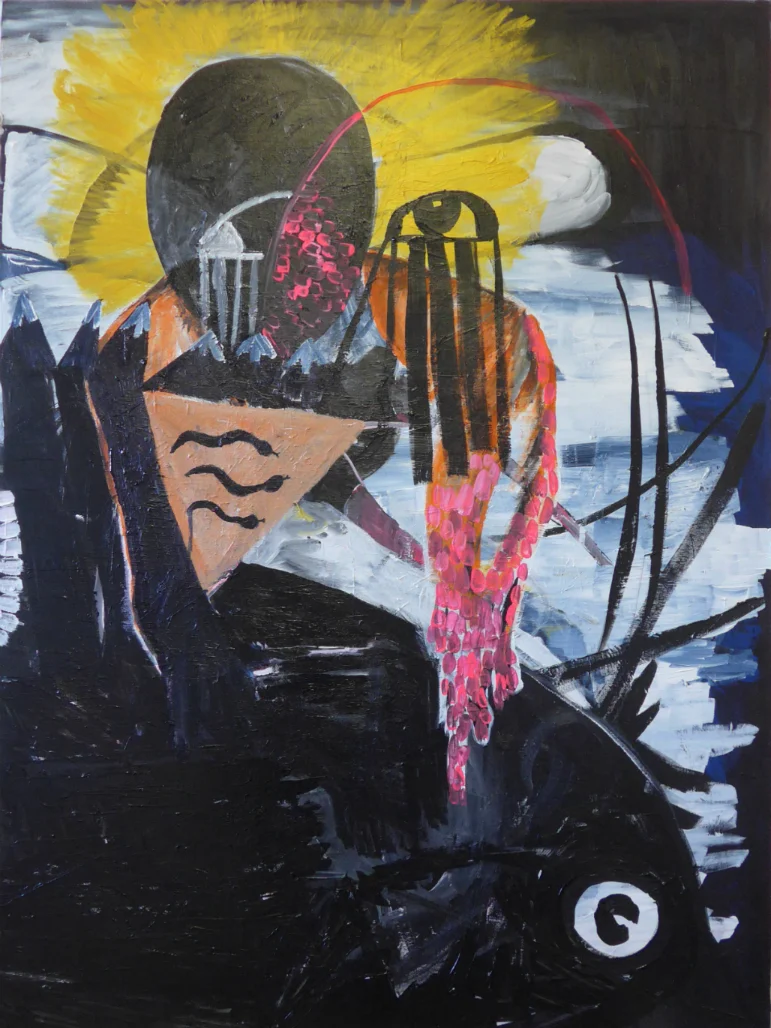 Old Families (Animal Talk), 2016, Acrylic on canvas, 96cm x 120cm, 500 CAD