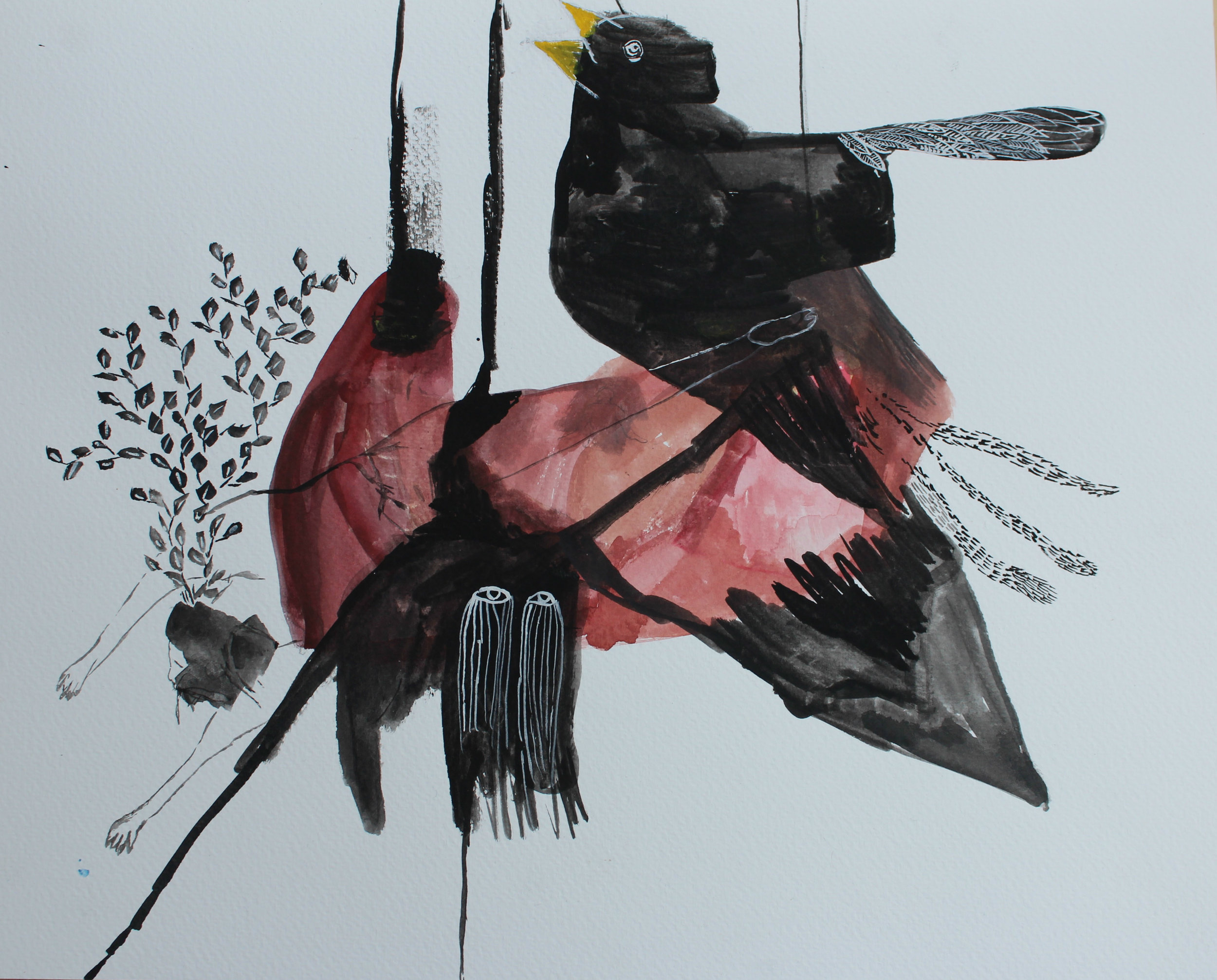 A Bird In The Hand (from I Can`t Sleep), 2016, Watercolour, 28cm x 35cm, Framed, 225 CAD
