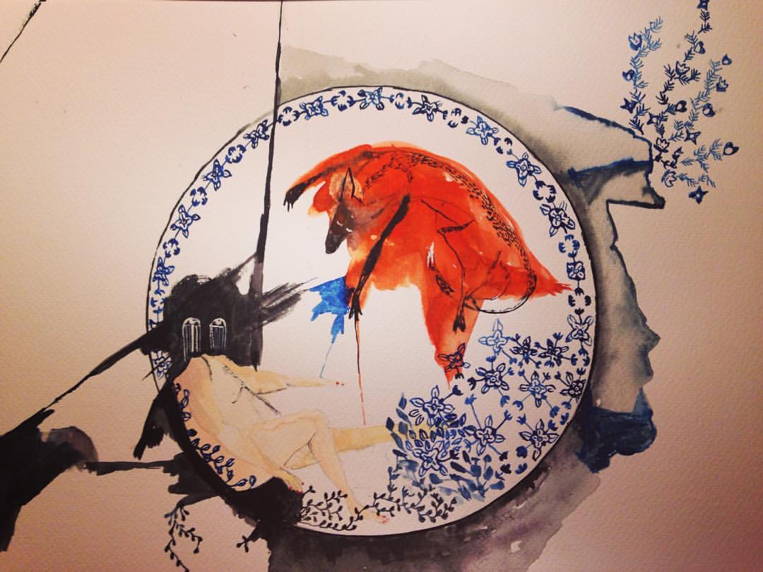 SOLD - Delft Dreams (from I Can`t Sleep), 2016, Watercolour, 28cm x 35cm, Framed, 225 CAD