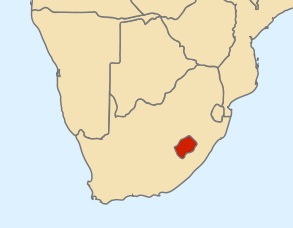 Lesotho shown in red.