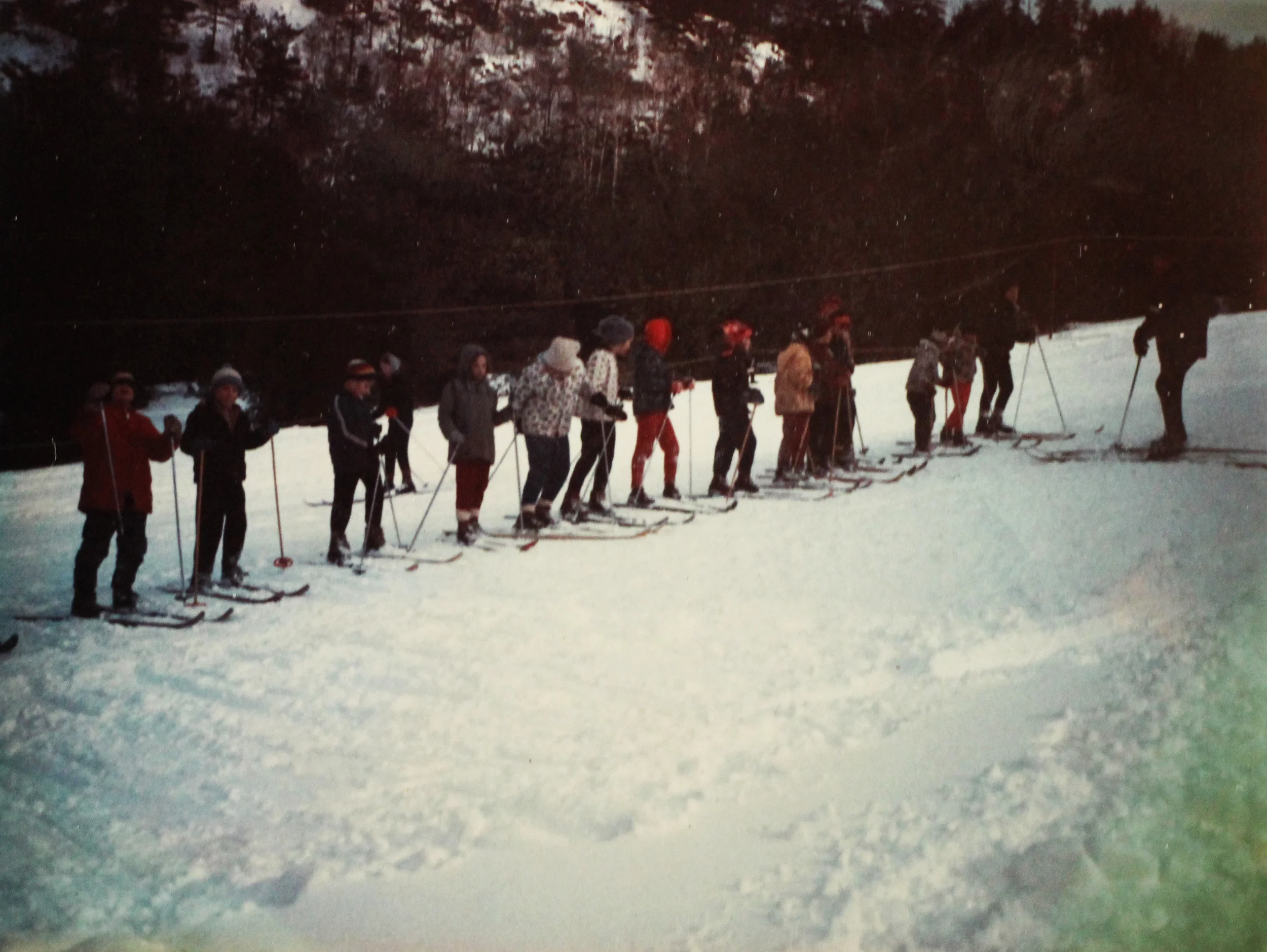 Getting in line at Otis ski hill. Courtesy of Jeff Alott.