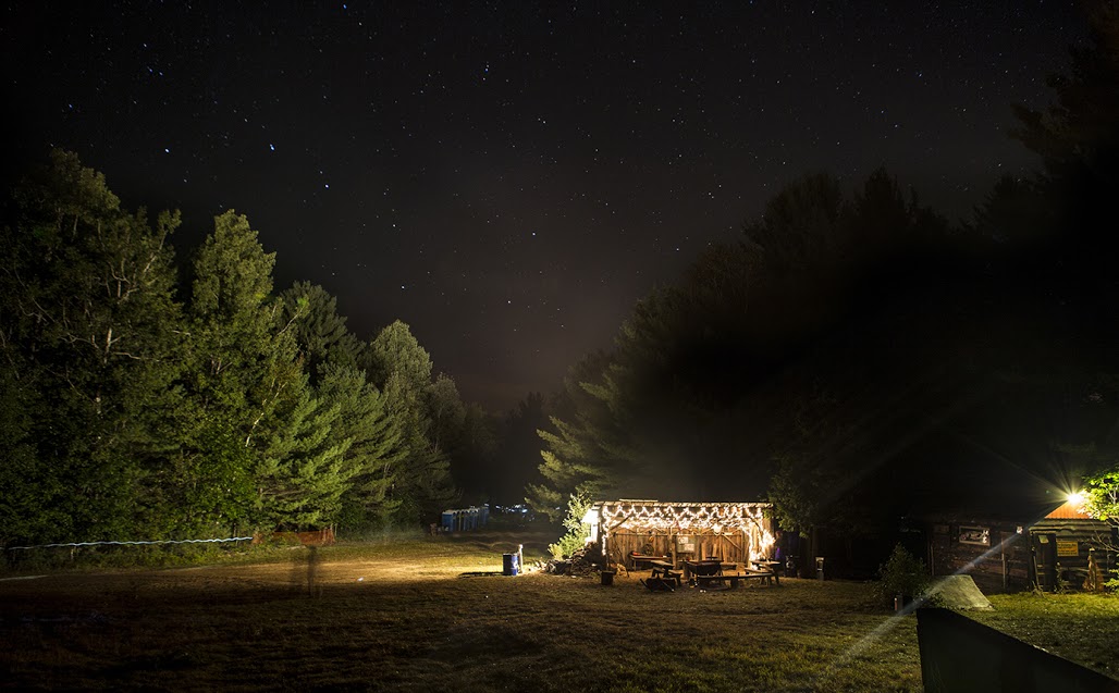 The Lean-To at night as seen from uphill. Photo by Shaun Ondak.